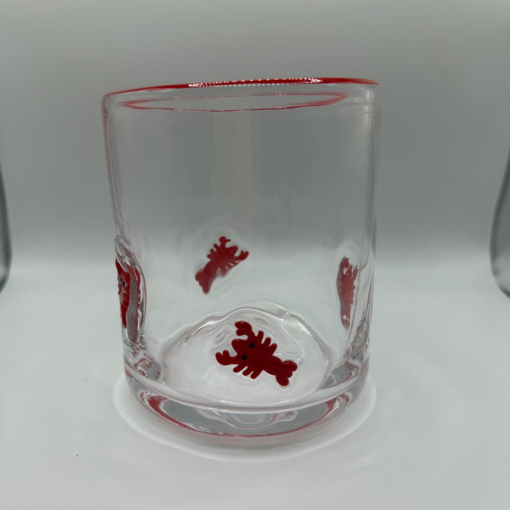Madison Home 16oz Lobster Glass Set of 6 Red Nautical Coastal Tumblers